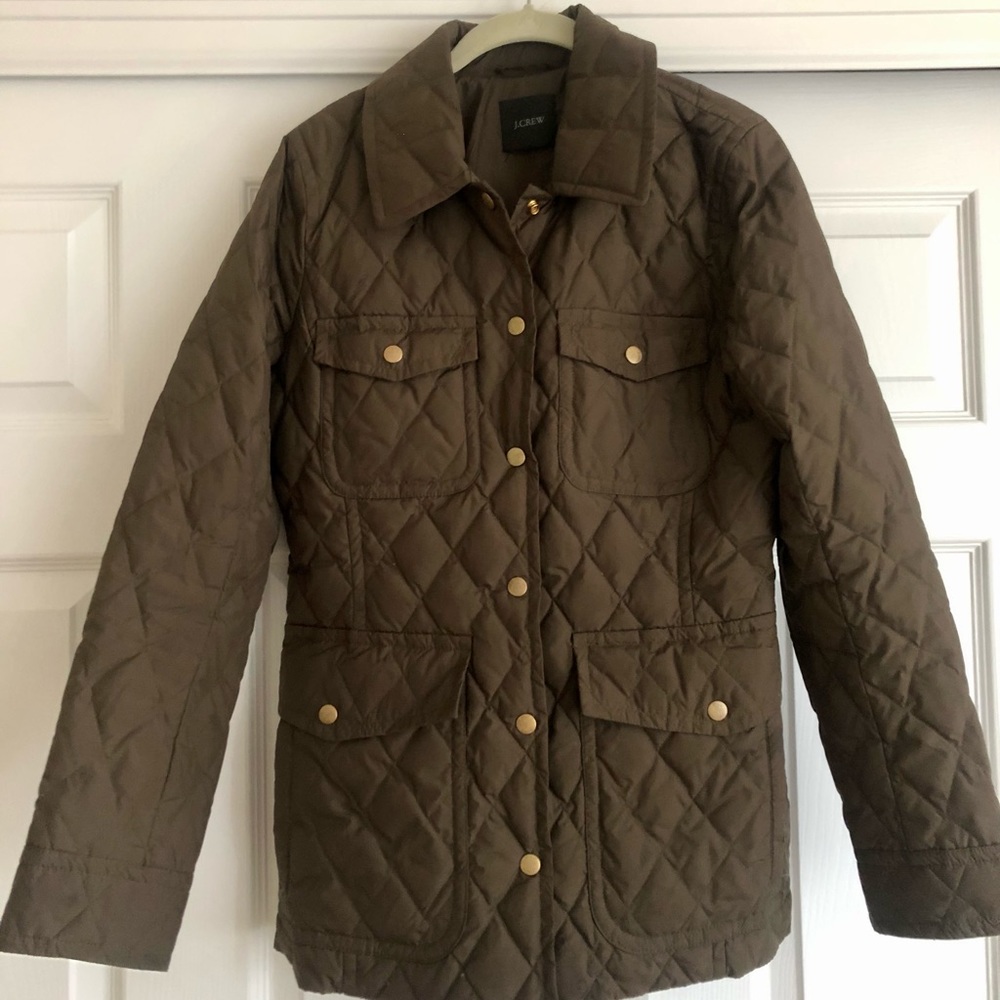 J Crew Forest Green Quilted Jacket